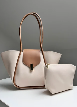 Sac fourre-tout structuré évasé beige marron, condition: New without tags, €24.00, €25.90 includes Buyer Protection