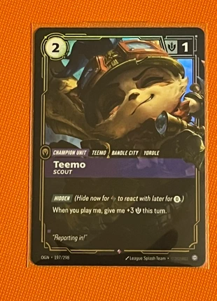 Teemo, Scout - V.1 Riftbound, brand: League of Legends, condition: Like new, €2.00, €2.80 includes Buyer Protection