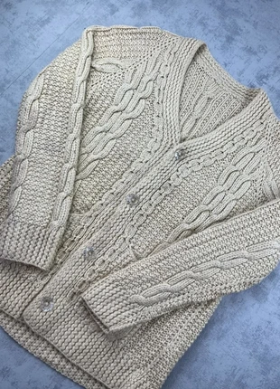 Gilet Cardigan beige crème 100% laine Aran boutons transparents / Aran wool knitwear - M, brand: Vintage Dressing, condition: Very good, size: M / 38 / 10, €39.00, €41.65 includes Buyer Protection