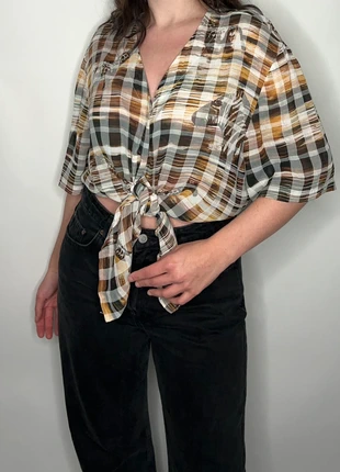 1990s plaid zebra giraffe Safari bohemian hippie indie western gipsy blouse, merk: Vintage, staat: Goed, maat: XL / 42 / 14, € 12,50, € 13,83 inclusief Kopersbescherming Pro