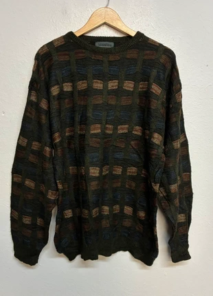 Vintage Serafini Jumper Men Green Geometric Knit Retro 90s Casual Streetwear Warm Pullover, brand: Serafini, condition: Very good, size: M, £25.00, £26.95 includes Buyer Protection