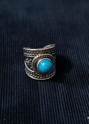 Bague Gothique Large et Ajustable | Pierre Turquoise | Unisexe, merk: sansnom., staat: Nieuw zonder prijskaartje, maat: Aanpasbaar, € 4,00, € 4,90 inclusief Kopersbescherming
