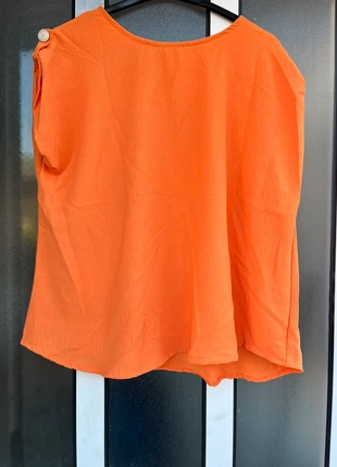 Blusa laranja c\ botão decorativo | Tamanho Único, marque: Huang's, état: Neuf avec étiquette, taille: Taille unique, 12,00 €, 13,30 € Protection acheteurs incluse