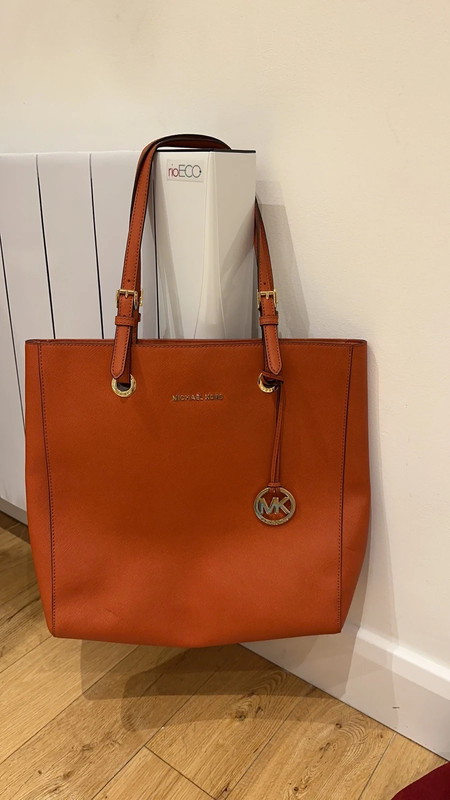 Michael Kors orange brown shoppers bag