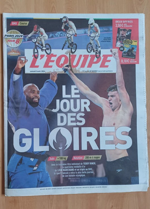 💥 L’Équipe 3 août 2024 - Léon Marchand - Teddy Riner 💥, zustand: Neu, 12,00 €, 13,30 € inklusive Vinted-Käuferschutz