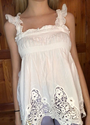 Blouse blanche avec dentelle , brand: Vintage, condition: New without tags, size: XS / 34 / 6, €10.00, €11.20 includes Buyer Protection