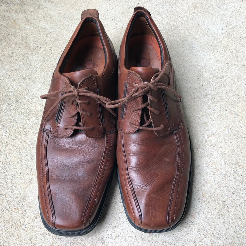 Clarks Unstructured Brown Mahogany Leather Oxford Shoes, Size 13 1