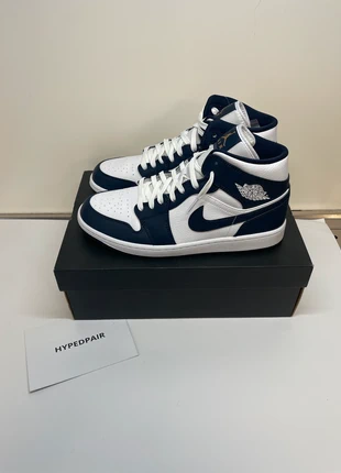 Air Jordan 1 Mid White Metallic Gold Obsidian 45, merk: Jordan, staat: Nieuw met prijskaartje, maat: 45, € 179,00, € 188,65 inclusief Kopersbescherming Pro