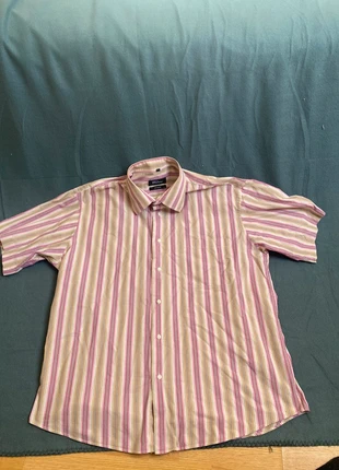 Chemise manches courtes à rayures homme XL 100%coton rose et beige, état: Très bon état, taille: XL, 15,00 €, 16,45 € Protection acheteurs incluse