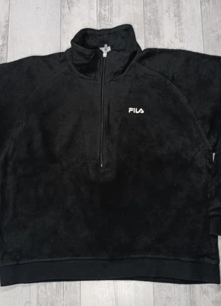 Polaire demi zip Fila noir logo brodé taille L micro tache sur la manche, condition: Very good, size: L / 40 / 12, €14.00, €15.40 includes Buyer Protection