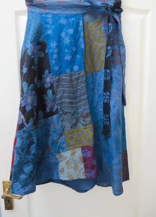 Indian Sarong Patchwork Skirt One Size Blue Cotton Wrap Hippie Boho Hand Block Print Beach Holiday, brand: Unbranded, condition: Very good, size: One size, £22.00, £23.80 includes Buyer Protection