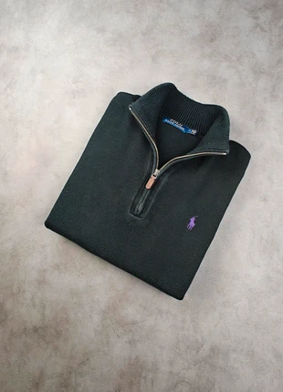 Pull Half Zip 1/4 zip Ralph Lauren col camionneur | taille M | noir logo brodé violet en maille, marque: Ralph Lauren, état: Très bon état, taille: M, 52,00 €, 55,30 € Protection acheteurs incluse