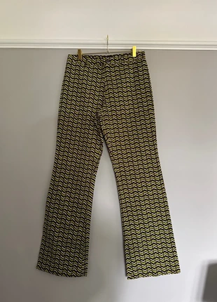 Motel Green Flare Retro Print Trouser Size M, brand: Motel, condition: Very good, size: M / 10, £6.50, £7.53 includes Buyer Protection