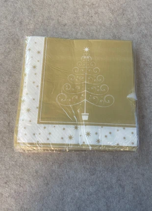 Serviette en papier Noël, dorée, neuf, état: Neuf avec étiquette, 1,00 €, 1,75 € Protection acheteurs incluse