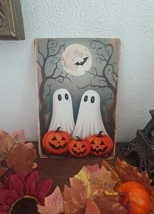 Plaque métal Halloween – ghost & citrouilles décoratives, merk: sansnom., staat: Heel goed, € 9,00, € 10,15 inclusief Kopersbescherming