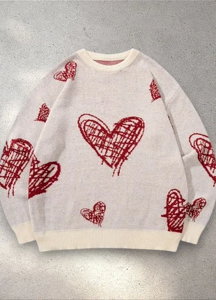 Pull en Maille Vintage Cœurs Crème Rouge Taille XL - Old School USA 90s Y2K Knit Streetwear, marque: y2k, état: Très bon état, taille: XL / 42 / 14, 57,95 €, 61,55 € Protection acheteurs (Pro) incluse