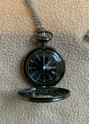 Pocket watch dark Half Hunter on 80 cm chain, condition: New with tags, size: 39–42 mm, £2.80, £3.64 includes Buyer Protection