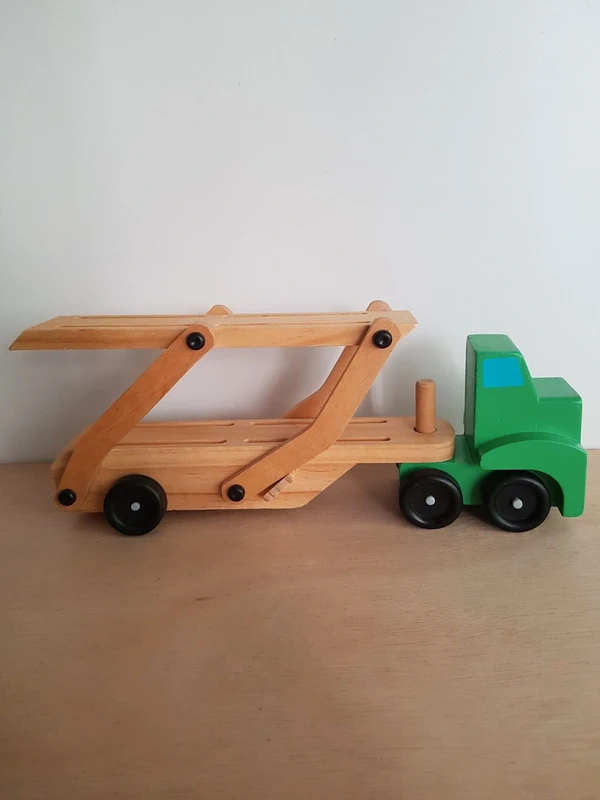 Camion transporteur double pont Mélissa and Doug et petites voitures en bois - photo numéro 9