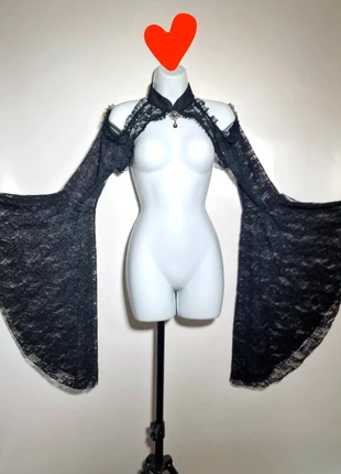 Sexy goddess feminine quality gothic open wide flared sleeves lace off shoulder bolero top UK16, brand: Sexy Gothic Open Flared Sleeves Bolero, condition: Very good, size: L / UK 16-18, £28.20, £30.31 includes Buyer Protection