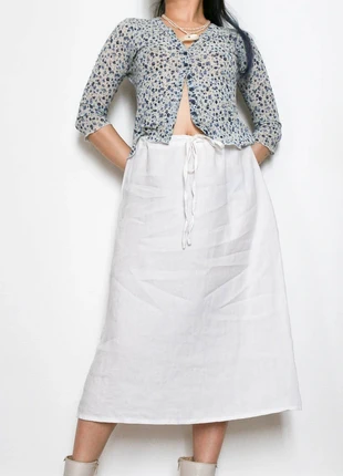 White linen skirt | Jupe blanche en lin, marque: Vintage, état: Très bon état, taille: S / 36 / 8, 12,00 €, 13,30 € Protection acheteurs (Pro) incluse