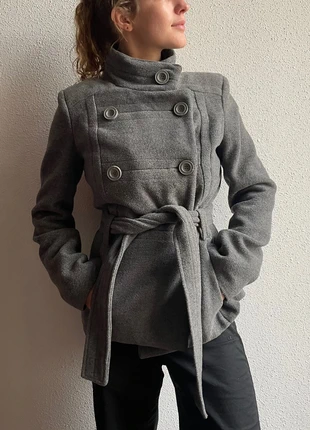 grauer Wollmantel, Damen Gr. 36, vintage y2k avant garde funnel neck, marca: Vintage Dressing, estado: Muy bueno, tamaño: S / 36 / 8, 60,00 €, 63,70 € Protección al comprador incluida