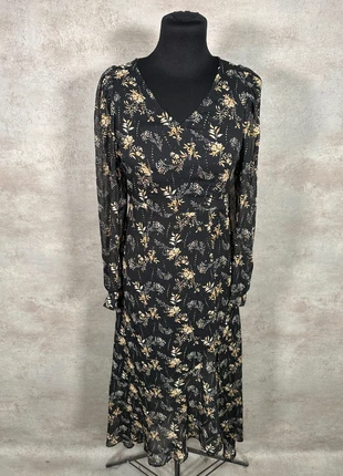 Robe Le Temps Des Cerises noir floral beige, col en v, manches longues taille XS, brand: Le Temps des Cerises, condizioni: Ottime, taglia: XS / IT 38 / EU 34, €20.00, €21.70 include la Protezione acquisti Pro
