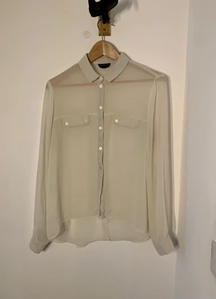 Topshop Sheer Open/Split Back Blouse in Off-White, brand: Topshop, condition: Very good, size: L / 12, £2.50, £3.33 includes Buyer Protection
