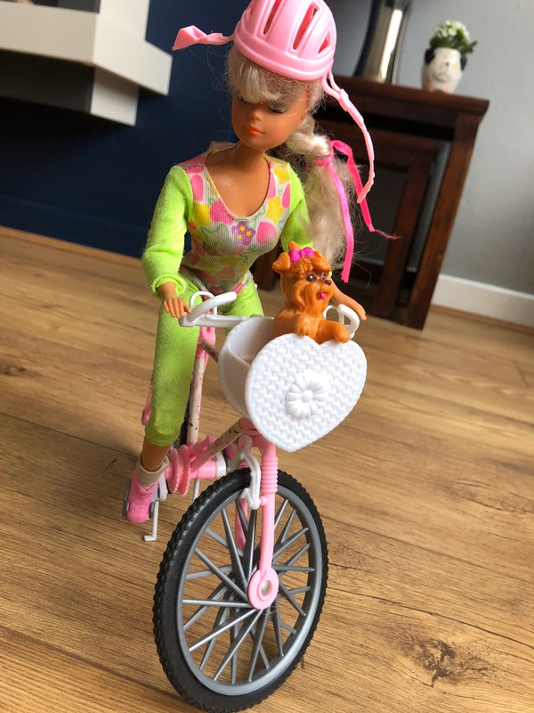 Vintage rare Barbie pink bike 1996 with accessories and jointed steffi love 1973 doll 2