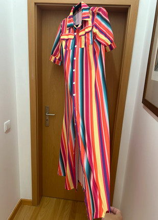 Vestido Camiseiro Comprido às Riscas, état: Très bon état, taille: Taille unique, 9,00 €, 10,15 € Protection acheteurs incluse