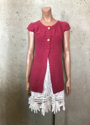 Gilet, Weste, Cardigan, Pullover in Himbeerrot aus Kaschmir, Cashmere NKP 289€, staat: Heel goed, maat: S / 36 / 8, € 87,65, € 92,73 inclusief Kopersbescherming