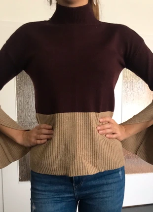 Pull bordeaux&beige à manches bouffantes coupées, marca: Primark, estado: Nuevo sin etiquetas, tamaño: S / 36 / 8, 3,00 €, 3,85 € Protección al comprador incluida