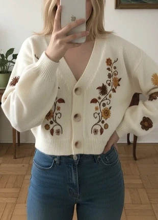 Cardigan blanc brodé à fleurs bohème, marque: floraé, état: Très bon état, taille: M / 38 / 10, 44,90 €, 47,85 € Protection acheteurs incluse
