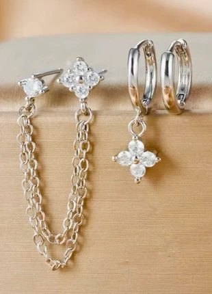 Magnifique lot 4 boucles d'oreilles créoles fleurs argentées inoxydable, état: Très bon état, 17,00 €, 18,55 € Protection acheteurs (Pro) incluse