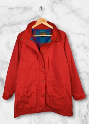Veste parka Eddie Bauer vintage rouge doublure laine tartan bleus style outdoor USA femme L, marca: Eddie Bauer, estado: Muito bom, tamanho: L / 40 / 12, €20.00, €21.70 inclui Proteção do Comprador