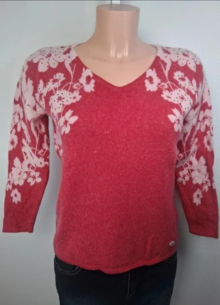 Pull d’hiver chaud en laine rouge fleuri Col en V - Taille 42, marque: creation L, état: Très bon état, taille: XL / 42 / 14, 18,90 €, 20,55 € Protection acheteurs incluse