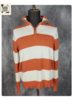 Pull col camionneur Half zip 1/4 zip 100% coton Tommy Hilfiger Orange Blanc Taille S, marca: Tommy Hilfiger, estado: Bom, tamanho: S, €18.90, €20.55 inclui Proteção do Comprador Pro