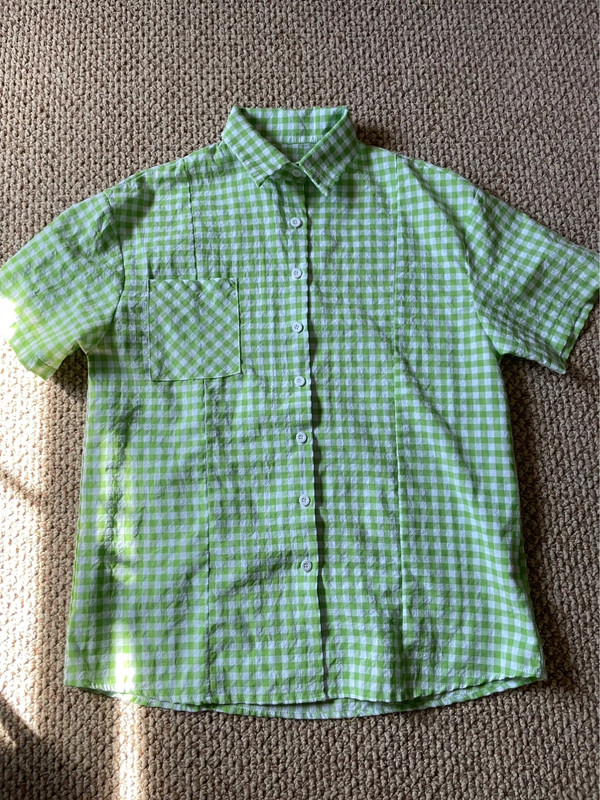 white and green plaid collard shirt  1