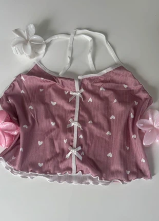 Top court rose croisée à motif cœur blanc Cutecore Coquette Lolita, brand: COQUETTE, condition: New without tags, size: M / 38 / 10, €13.99, €15.39 includes Buyer Protection