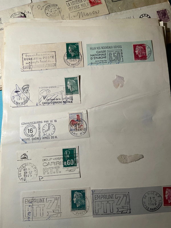 Set 20 fogli Valori bollati viaggiati francesi