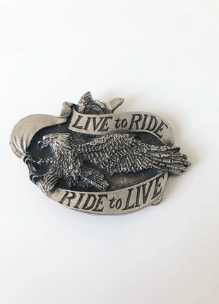 Boucle de ceinture argentée « Live to Ride », brand: sans marque, condizioni: Ottime, taglia: Regolabile, €15.00, €16.45 include la Protezione acquisti