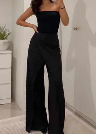 Pantalon noir croisé fluide à taille haute, jambes larges taille M, marca: kaynie, estado: Muy bueno, tamaño: M / 38 / 10, 52,90 €, 56,25 € Protección al comprador incluida