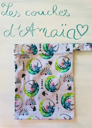 Sac / Pochette imperméable – Grand format 20×25 cm – Motif lune et fleurs aquarelle, marque: sac imperméable, état: Neuf avec étiquette, 2,50 €, 3,33 € Protection acheteurs (Pro) incluse