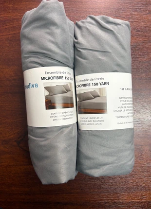 Draps housses 200cm*200cm+25cm, 2pcs ne uf avec étiquette.gris, brand: Modiva, condizioni: Ottime, taglia: King size (180-200 cm x 200 cm), €9.80, €10.99 include la Protezione acquisti
