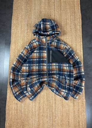 Veste Polaire Zippé à Capuche Bleu et Beige à Carreaux, Funky Fleece Vintage Oversize Taille XL, brand: Vintage Dressing, condition: Very good, size: XL / 42 / 14, €20.00, €21.70 includes Buyer Protection Pro