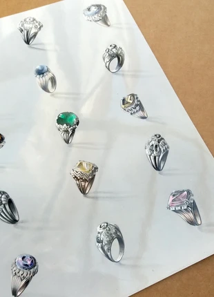 Planche à bijoux (bagues) d'époque - 1956, brand: Vintage Chic, condition: Very good, size: Adjustable, €7.00, €8.05 includes Buyer Protection