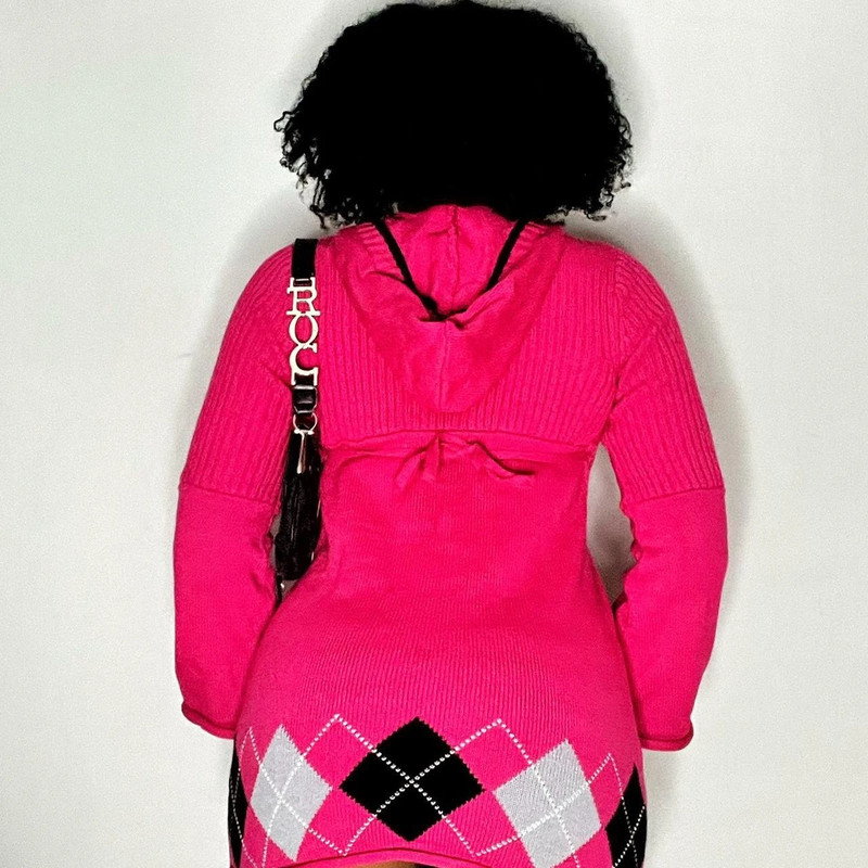 Y2K Hot Pink Argyle Mini Dress 3