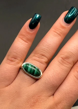 Anello in argento con pietra Malachite, état: Très bon état, taille: 18,5 mm, 29,50 €, 31,68 € Protection acheteurs incluse