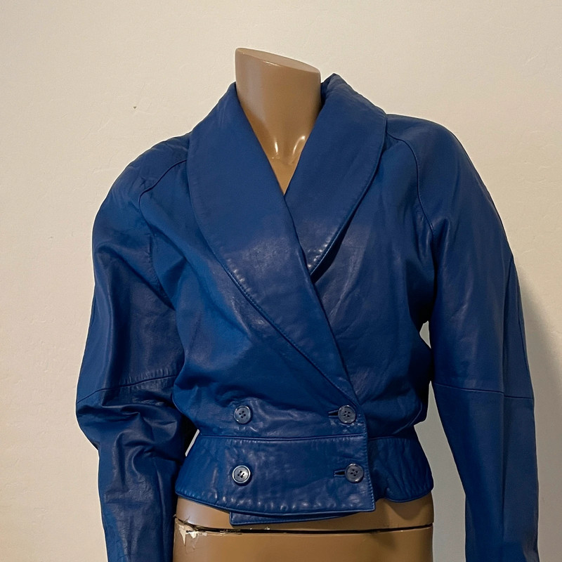 xeilanoza blue leather biker moto glam peplum coat jacket C2 7055 1