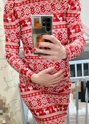 Grossesse Robe de Noël rouge manches gigot M 38, brand: Shein, condizioni: Nuovo senza cartellino, taglia: M / IT 42 / EU 38, €15.00, €16.45 include la Protezione acquisti