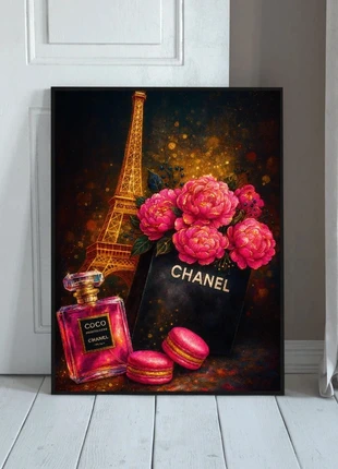 Affiche / Poster – Paris & Bouquet Floral Luxe – Format A3 (29,7 x 42 cm), marque: Inconnu, état: Très bon état, 10,00 €, 11,20 € Protection acheteurs (Pro) incluse